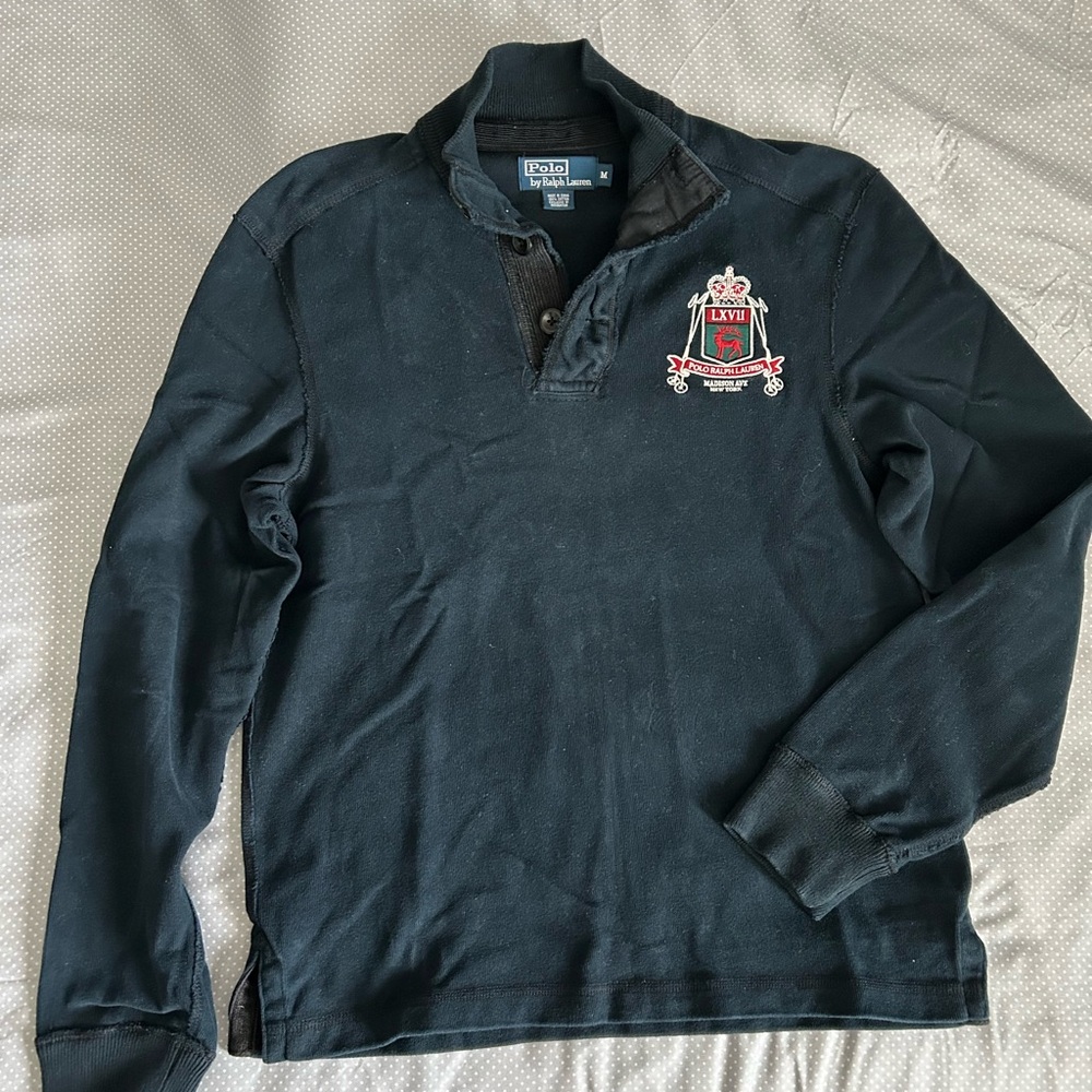 Vintage Ralph Lauren Black Jersey with Embroidered Crest